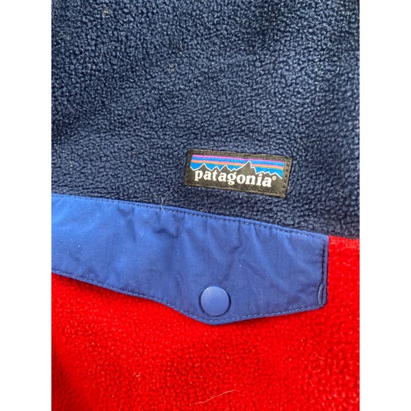 Patagonia Pullover Mens XS Red Blue Fleece 1/4 T Snap Hiking Synchilla - Picture 4 of 5
